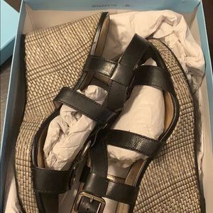 Antonio Melani Leather Woven Wedges